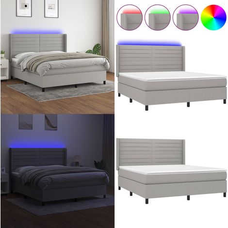 Boxspringbett mit Matratze & LED Hellgrau 180x200 cm Stoff - Boxspringbett - Doppelbett - Schlafsofa - Lattenrost - Bettrahmen - Home & Living (1/5)