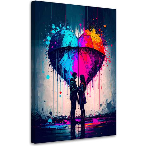 Wandbild Paar Liebe Herz Regenschirm 40x60 cm (1/5)