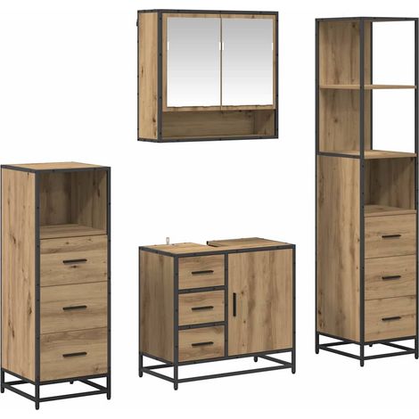 Bathroom Furniture Set 4 pcs Artisan Oak Engineered Wood vidaXL (1/5)