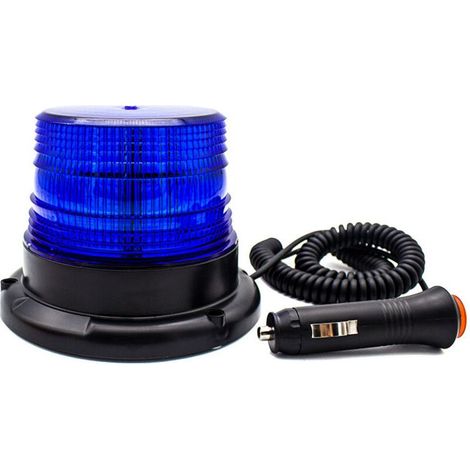 Gyrophare Bleu LED, Phare d’Avertissement Clignotant magnétique pour véhicule avec Prise Allume-Cigare 12-80V (1/5)