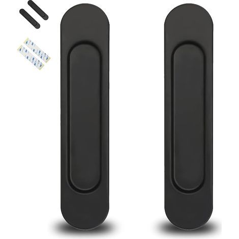 Poignée De Porte Coulissante 2pcs 14,8 CM, Poignée Poignee De Baie Vitree Coulissante Auto-Adhésive, Interieur Extérieure Noire, Convient Pour Armoires, Fenêtres,Portes Coulissantes (1/5)