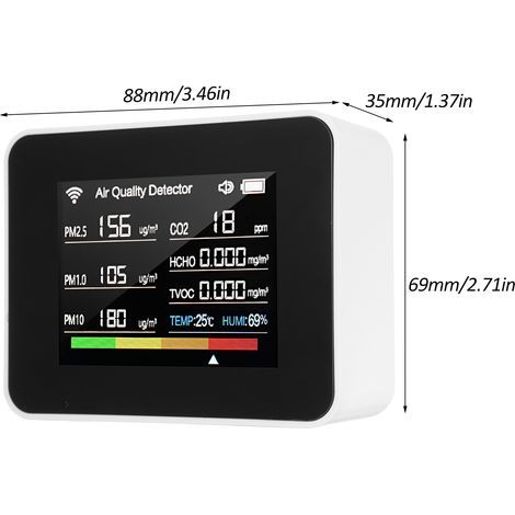Tuya WiFi Air Quality Meter 13-in-1 Indoor Monitor Detects CO₂ TVOC HCHO PM2.5 PM1.0 PM10 Humidity and Temperature Time Date Alarm Timer Stopwatch for Home Offices School Hotel (1/5)