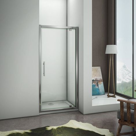 [PRODUIT D'OCCASION]Porte de douche pivotante 76x195cm profilé en chromé brillant installation en niche (1/5)