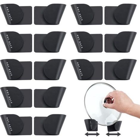4 paia di porta coperchi - supporto per coperchi - regolabile - supporto per pensile da cucina - porta pentole in plastica - super resistente e durevole - 8x5x4,5 cm (1/5)