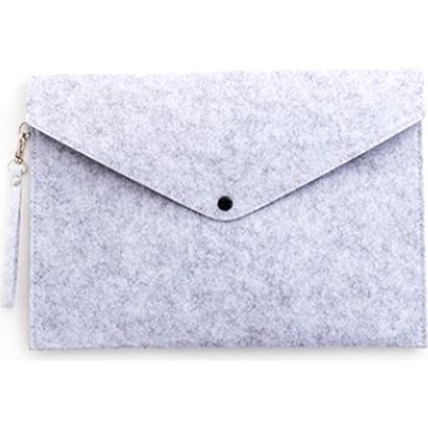Pochette en feutre gris clair pour documents A4/lettre, fermeture à bouton pression, organiseur de papiers avec cordon de cou. (1/5)
