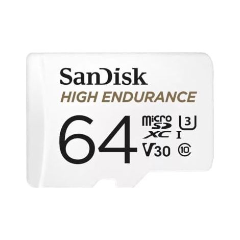 FOR SANDISK 64GB High Endurance Video microSDXC Card with Adapter for dash cam and home monitoring systems - C10, U3, V30, 4K UHD, Micro SD Card - SDSQQNR-064G-GN6IA (1/2)