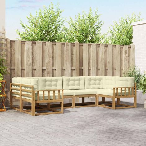 vidaXL Outdoor-Sofagarnitur mit Kissen 6 pcs Weiß und Creme (1/5)