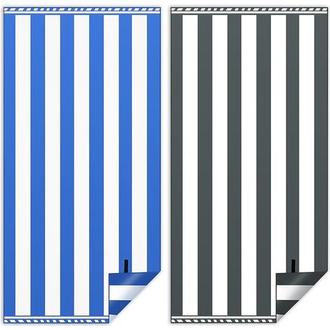 Serviette de Plage 90180cm (Bleu + Gris) (1/2)