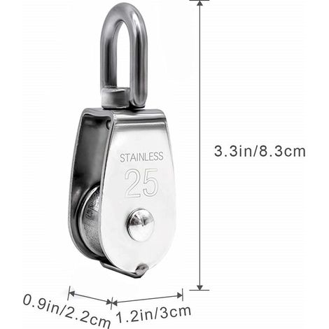 Poulie de levage, poulie simple en acier inoxydable 304 M25 charge de poulie simple 150 kg, lot de 2 MNS (1/3)