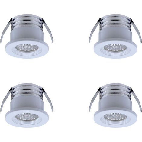 Lot de 4 mini spots LED encastrables, 3 W, Lumière neutre Blanc - Lot de 4 mini spots LED encastrables, 3 W, Lumière neutre Blanc (1/3)