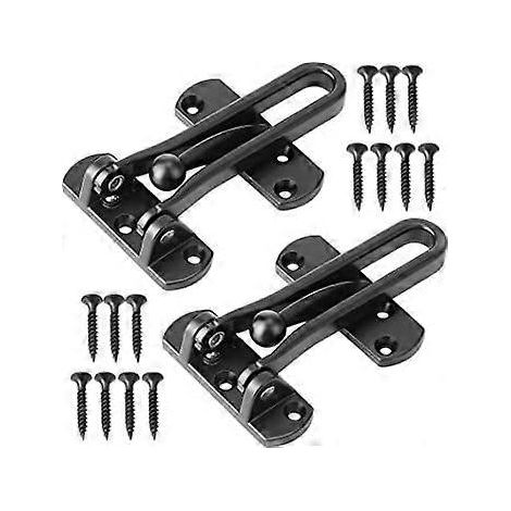 (Noir, lot de 2) Verrou de renfort de porte avec barre pivotante pour la sécurité de la maison et des enfants. Alliage d'aluminium massif épais. (1/5)