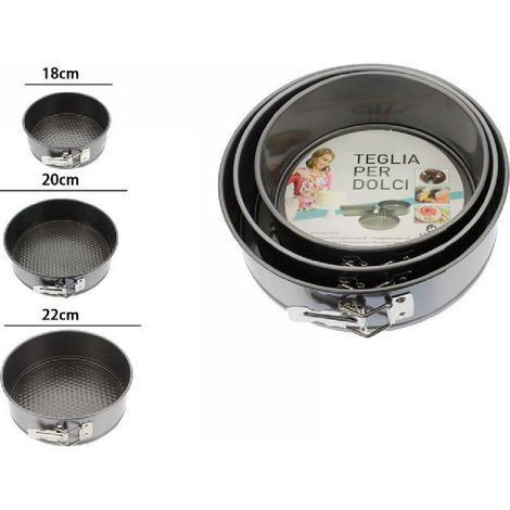 TrAdE Shop Traesio - Set 3 Pz Teglie Tortiere Antiaderenti Rotonde Per Torte Forno Stampo Dolci 59955 -