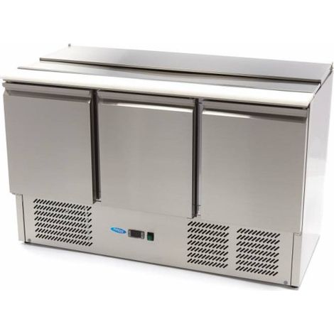 Saladette professionnelle 400L 137cm 3 portes inox avec planche à découper - Maxima (1/5)