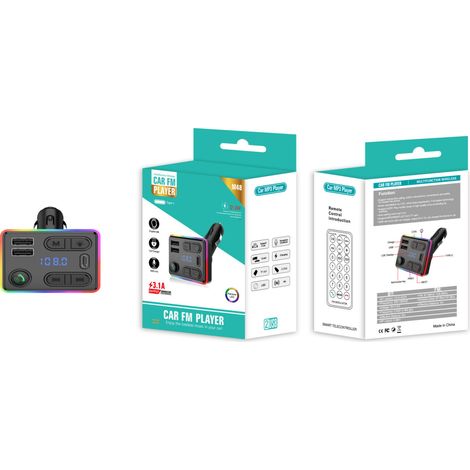 M51 Car MP3 Bluetooth Player, USB Flash Drive Music Player, PD Charger, Fast Charging, Hands-free Calling, Receiver, FM Transmitter -- M48 (Bare Unit + Remote Control, Color Box Packaged) (1/3)
