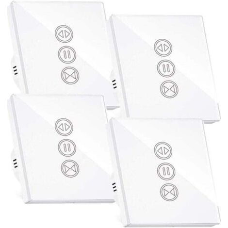 Interrupteur Volet Roulant Connecté, Interrupteur Volet Roulant Wifi,Compatible Avec Alexa/Google Home, Interupteur Connecté Tactile Rétro Éclairage Peut Éteindre Led Timer App Contrôle,4PCS (1/4)