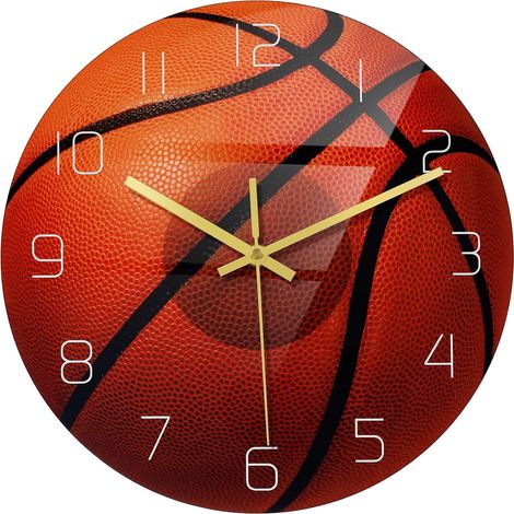 Horloge Murale Ballon de Basket Silencieuse Design à Poser pour Maison Chambre Bureau Décorative (1/5)