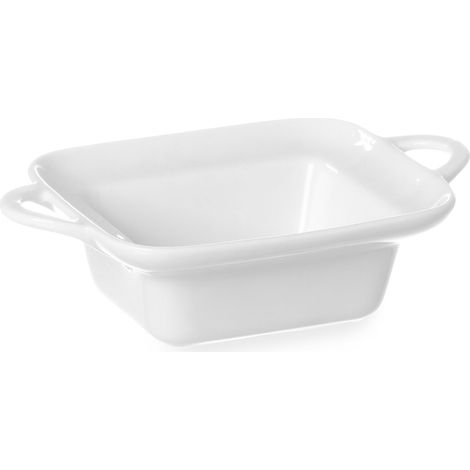 Plat à four rectangulaire avec poignées 100x140x45mm porcelaine blanche - Hendi 784105