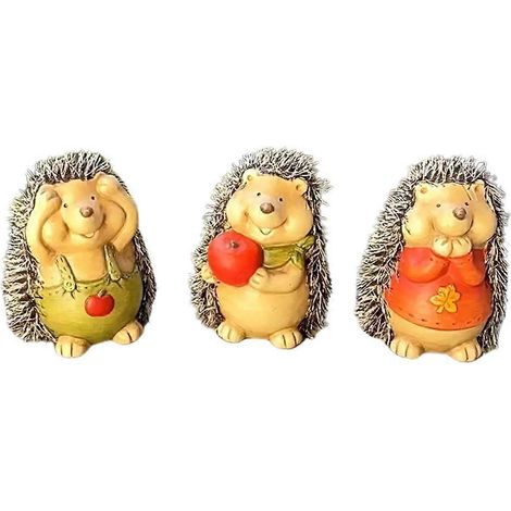 Lot de 3 adorables statuettes de hérisson artificiel pour décoration de bureau, figurines de dessin animé, cadeau (1/4)