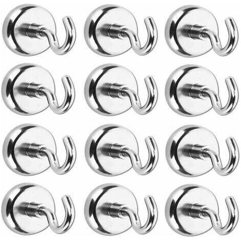 Powerful 5.5 kg magnetic hooks – A3 steel and neodymium – For kitchen, office, garage – Pack of 12 hooks (1/5)