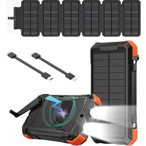 Super Power Bank Solar,Recharge sans Fil À 6 Ports 20 000 MAh+LED Haute Intensité+3 Ports De Recharge Rapide 22,5 W,Chargeur Solaire,Chargeur Portable,Batterie Solaire,pour Smartphone,Camping (1/5)