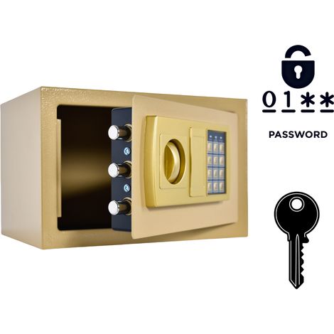 Gepanzerter Tresor für Zuhause mit elektronischem Schloss und Schlüssel, 20 x 31 x 20 cm, Gold (1/5)