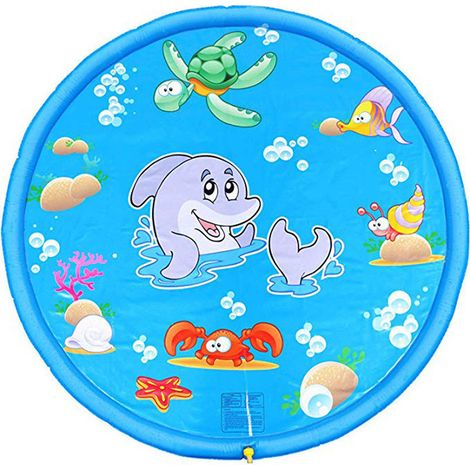 Une pataugeoire de 170 cm pour débutants, un tapis de jeu d'eau pour le jardin, une piscine d'été sûre, amusante et adaptée aux familles, conçue pour les enfants et les chiens. (1/5)