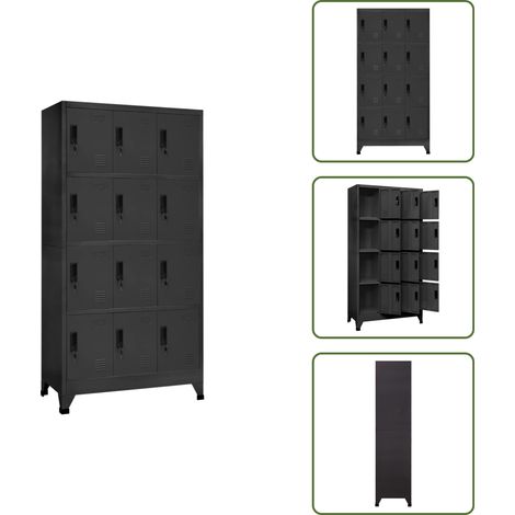 The Living Store Armadietto con Serratura Antracite 90x45x180 cm in Acciaio - Armadietto in acciaio