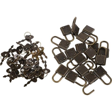 Lot De 20 Cadenas Avec Clé Mini Cadenas De Sécurité En Alliage De Zinc Serrure Décorative Pour Coffre Au Trésor Armoire Valise Bagages Journal 2.80 X 1.70 X 0.50 Cm (1/5)