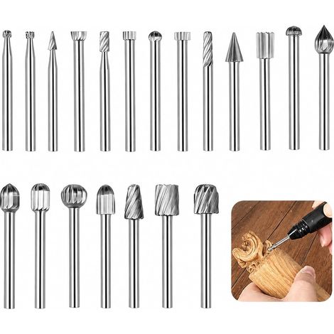 20 x HSS Rotary Burrs 3 mm Shank Carbide Burrs for Wood Carving (1/5)