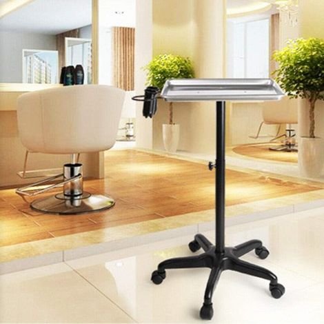 Friseur Arbeitswagen Friseurwagen Aluminium Justierbare Höhe Professionell Beweglich Wagen Für Friseur (Farbe: Silber) (1/5)