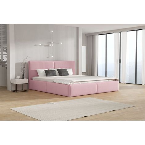 Polsterbett Doppelbett BERGEN Komplettset 120x200cm Stoff Magic Velvet Rosa (1/3)