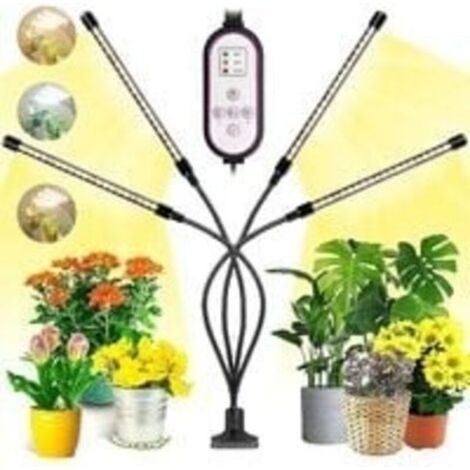 Lampe pour Plantes, 2020 Nouvelle 80 LEDs 4 Heads Lampe de Croissance, Chronométrage AUTO - ON/OFF Lampe Led Horticole pour Semis, Succulentes, Orchidee(660nm/3000K/5000K)