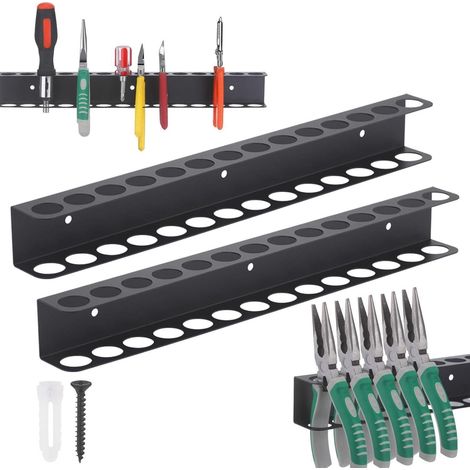 Zangenhalter 2er Set 40 cm 14 Löcher schwarz Wandhalterung (1/5)