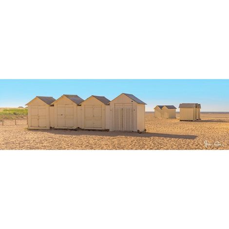 Tableau sur toile cabanes de plage 30x97 cm - Impression sur Toile Murale Décorative - Image imprimée en HD sur Toile - Toile sur Châssis en Bois FSC - Fabriqué en France