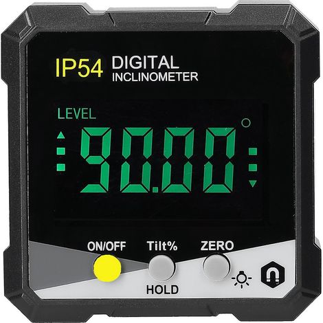 Tragbarer digitaler Neigungsmesser IP54 4x90° Hintergrundbeleuchtetes LCD-Display, digitaler Winkelmesser, Neigungsmesser, gelb
