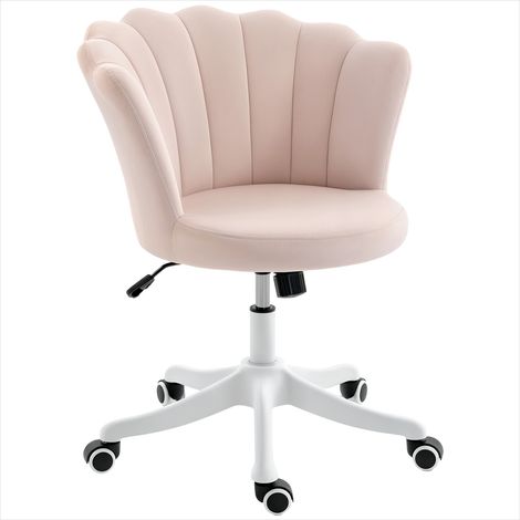 Chaise de bureau en velours warm pink, dossier pétale réglable 80-90 cm (1/5)