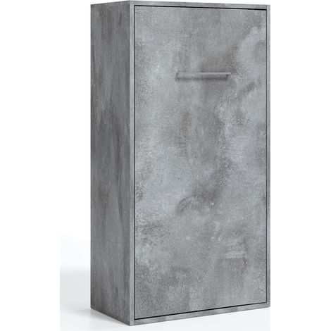 Lit escamotable superposé vertical 2 couchages 80x190 Liker-Coffrage Gris ciment-Façade Gris ciment (1/5)