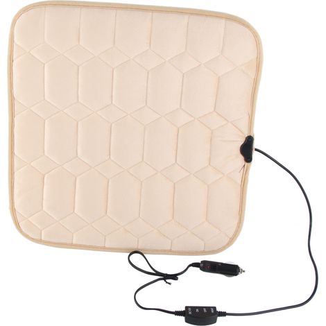 Coussin Chauffant Siège Auto Carré 12V avec Housse Peluche, Assise Chauffante Voiture Confortable (1/5)