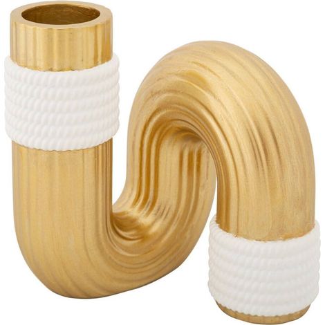 Vaso a forma di tubo in poliestere dorato per decorazioni ambienti -11 x 13 cm (1/5)
