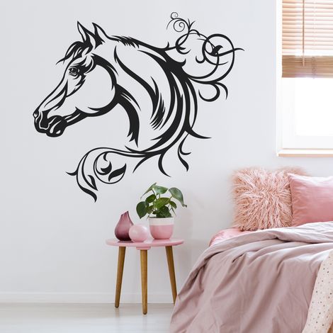 Sticker Mural - Tête de cheval - 27x30 cm - Noir (1/3)