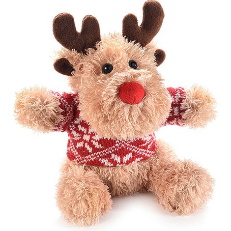 Renna di Peluche con Maglioncino Seduta FERCOLOR - 16x13x16h cm (1/3)