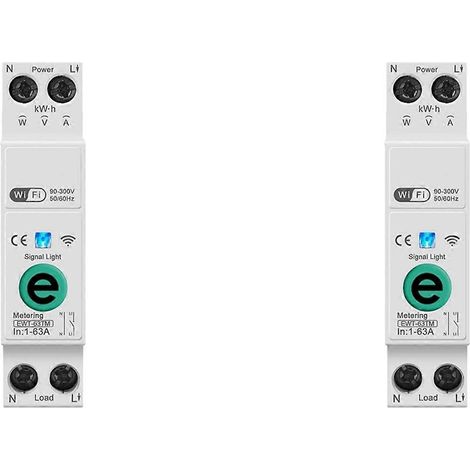 2 interrupteurs intelligents Ewelink 1P+N 63A 110V/220V avec Wi-Fi, compteur d'énergie (kWh), disjoncteur et relais temporisé. (1/5)