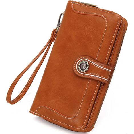 Portefeuille vintage en cuir ciré à l'huile (marron) (1/3)