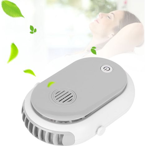 Tragbarer, dreistufiger elektrischer Tischventilator mit Nackenband, Aromatherapie und USB-Ladefunktion (weiß) (1/5)