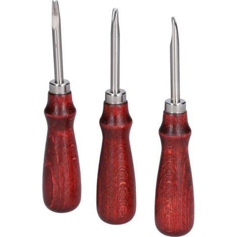 Coupe-Bordure Cuir - Tête Biseautée Acier Outils Cuir - Pour Fabrication Sacs Ceintures Portefeuilles - 3 Pièces