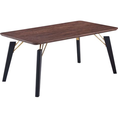 Cosmo Lux Single Dining Table, Solid Metal Legs and Wood Top, Walnut (1/4)