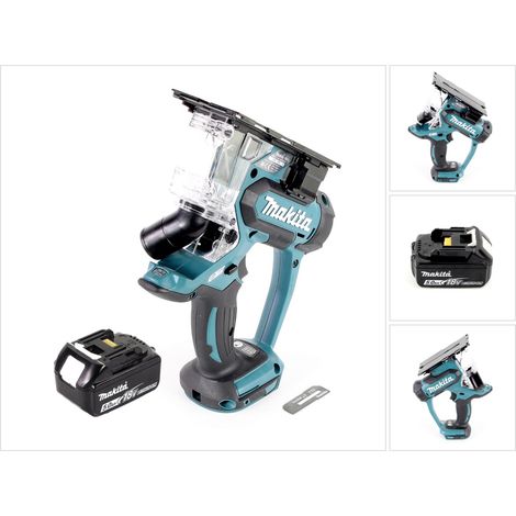 Makita – Scie à placoplâtre sans fil 18V – Profondeur de coupe 30mm – Bac de récupération des copeaux – Lampe LED intégrée
