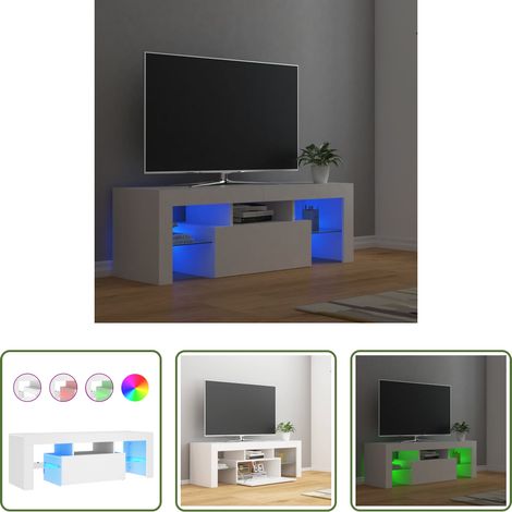 vidaXL Fernsehstand - TV-Schrank mit LED-Leuchten Weiß 120x35x40 cm (1/5)