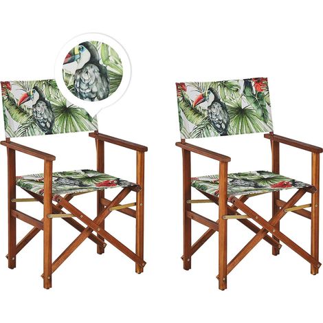 Set of 2 Garden Chairs CINE Acacia Wood Green (1/5)