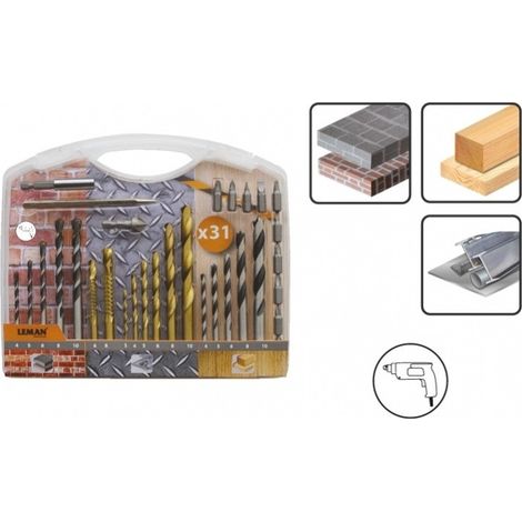 Coffret de forets pour bois - béton - métal - 31 pièces - 808.000.31 - Leman